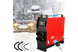 Cecaylie Nagrzewnica powietrza na olej napędowy 5 kW, 12 V, ogrzewanie postojowe na olej napędowy z wyświetlaczem LED i 4 wylotami powietrza, ciche, wydajne ogrzewanie postojowe