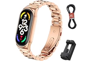 WindRen Armband Kompatibel mit Xiaomi Mi Band 7, Metall Ersatzarmband Einstellbar Edelstahl Replacement Armband Zubehör Uhrenarmband für Mi Smart Band 7 (Nicht enthalten Uhr)