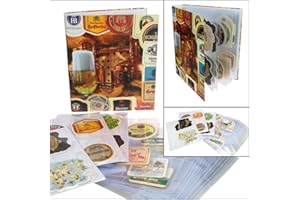 SAFE 7922 – Album per sottobicchieri DIN A4 – Include 20 buste per 160 sottobicchieri – Raccoglitore 4 anelli con design birra – Grande formato 32,5×2,9×6 cm