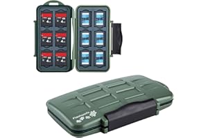 ‎FLASHWOIFE Flashwoife, 12 x SDHC + 24 x Micro SDHC Karten Holder, Aufbewahrung SD Flash Card Case, Speicherkarten Etui Schutzbox, Hülle, spritzwasserfest, olivgrün