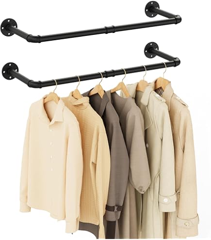 HOOBRO EBK10BJ01 Kledingstangen, set van 2, 104 cm, wandmontage, afneembare kledingstandaard, ruimtebesparend, hal, woonkamer, slaapkamer