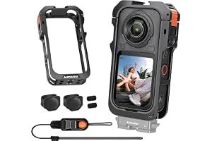 Amazear Insta X6 metallskyddsfodral för Insta360 x 6 Accessories | Insta360 X6 Cage, 1/4 tums skruvhål multifunktionslåda, aluminiumram med silikonlinsskydd, med kylskydd