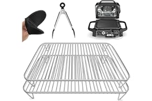 SKYEARMAN 2 piezas rejilla antiadherente para Ninja Woodfire Barbacoa eléctrica y ahumadero, accesorios de parrilla compatibles con Ninja Woodfire OG701EU parrilla al aire libre, lavable en lavavajillas (2