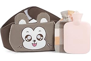 BWBIKE Hot Water Bottles Warm Water Bag with Waist Cover Used for Pain Relief for Neck, Shoulders, Legs, Belly, Hand Warmer Winter Warm Hot Water Pouch with Soft Plush Waist Belt Cover, Monkey