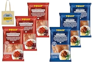 TULIP 3x 600 g Grill-Haxe + 3x 600 g Eisbein + Beutel | Tafelfertig Gegart Vakuumverpackt | einfach im Backofen zubereitet in ca. 30-40 Minuten | Schinkeneisbein und Schweinshaxe ohne Kühlung