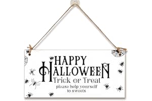 THE PLUM PENGUIN Treat or Treat Help Yourself to Sweets Happy Halloween Sign Handmade Wooden Hanging Wall Plaque Gift Hallway Home Décor