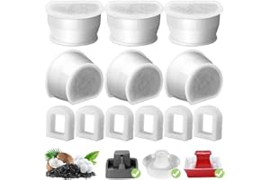 MUKKELA Filtre Fontaine Eau Chat, Lot de 6 Filtre au Charbon de Rechange pour Fontaine à Eau pour Animaux 7,5L/3,7L/1,8L en Céramique Avalon et Pagoda, Préfiltres en Mousse et Filtre à Carbone pour Fountain