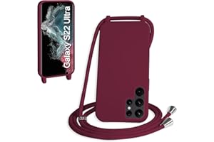 WenBaby Handykette für Samsung Galaxy S22 Ultra Hülle mit Band,Handyhülle mit Schnur zum Umhängen Silikon Seil Necklace Schutzhülle mit Kordel Tasche Case TPU Bumper für Galaxy S22 Ultra- Rot