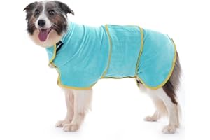 HezzLuv Peignoir pour Chien Microfibre Ultra Absorbant, Manteau de Séchage pour Chien pour Un Séchage Rapide, Serviette Douce pour Chien pour Chiots et Animaux Adultes, Bain, Natation et Toilettage