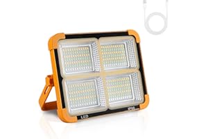 CORESLUX Rechargeable LED Work Light 200W Solar Work Light Rechargeable Floodlight Portable Emergency Work Light Job Site Light Solar Camping Light for Yard Garage Camping Hiking