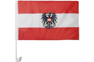 AZ FLAG - Autofahne Österreich Mit Adler - 45x30 cm - Österreichische Autoflagge 30 x 45 Cm - Auto Flaggen