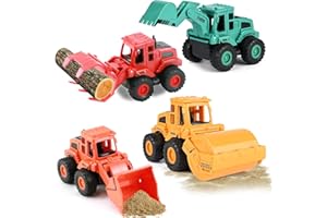 Drufoful 4 Stück Baufahrzeuge Spielzeug, Baustellenfahrzeuge Kinder, LKW Bagger Spielzeug, Bagger Spielzeug Auto Spielzeugautos Set, Baufahrzeuge Kinder 2 3 4 5 6 Jahre