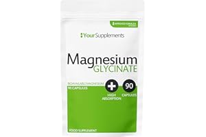 YOURSUPPLEMENTS Magnesium Glycinate by Your Supplements | UK Made | True Unblended Bisglycinate | 90 High Absorption Capsules | Suitable for Vegetarians & Vegans