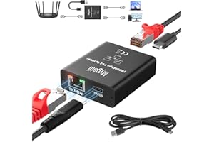 MYGATTI Répartiteur réseau1 vers 2(RJ45 in,RJ45+Type C Out),1000 Mbps répartiteur Ethernet(Travail simultané),Utilisez Un câble de données USB-C pour Vous connecter à Internet,pour Ordinateur Portable etc.