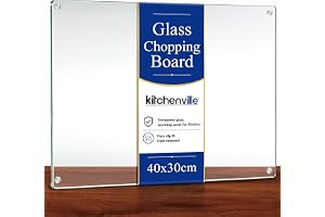 Kitchenville Skärbräda i Härdat Glas 40×30 cm – Kvalitet Bänkskiveskydd & Skärbräda för Kök – Reptålig, Värmetålig, Hygienisk