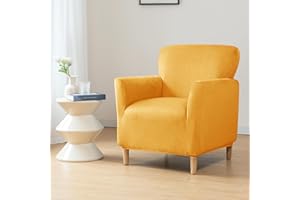 OKYUK Banquet Armchair Slipcovers Luxury Velvet Chair Slipcovers with Arms Stretch Chair Covers for Living Room Soft Armchair Slipcover Anti Slip Dog Pet Friendly Furniture Protector (Gold)