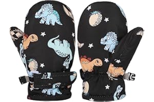 EOAMGO Toddler Boys Waterproof Mittens, Kids Ski Mittens with Fleece Lining, Warm Winter Snow Gloves