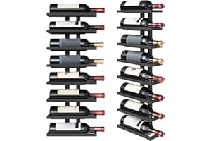 ‎FAVOOSTY FAVOOSTY Weinregal Wand, Flaschenhalter, Flaschenregal mit 8 Ebenen, Metall Weinregal Hängend Weinflaschenregale Schwarz für Esszimmer, Schlafzimmer, Weinkeller (Schwarz, 1 Set)