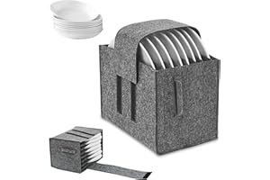 DabbOo Filz Tellerhalter Camping Mit 8 Fächern Grau Geschirr Lagerung Tasche 27x22x7cm Rutschfeste Und Leise Für Wohnmobile Wohnwagen Caravan Praktische Teller Aufbewahrung