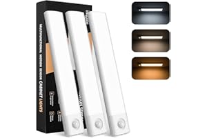 innolife Under Cabinet Kitchen Lights 3 Pack, 40 LED Super Bright,3 Color & 1200mAh 6000K Dimmable,4 Modes,Motion Sensor Cupboard Lights,USB-C Rechargeable Magnetic Lights for Kitchen Cabinet Wardrobe