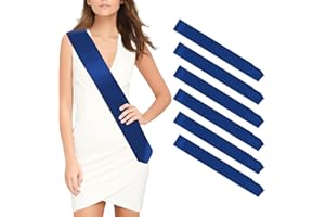 OZOSHINE Weihnachten Schärpe 6 Stück blau Schärpen blank partyzubehör schärpe Bedrucken personalisierte Satin DIY schärpe Unbedruckte Schärpe für Geburtstag Hochzeit Bachelorette Party junggesellinnenabschied