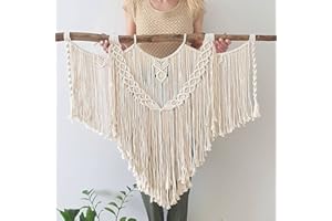 CBXSF Gran Pared Colgante Macramé,90x80cm Madera Flotante Natural Decoración de Paredes Bohemias Tapiz de Macramé Encima de la Cabecera Decor de Boda de Macramé