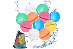 Vordpe 12 PCS Reusable Water balloons,Magnetic Refillable Quick Self Sealing Water Bomb,with Mesh Bag,for Kids Outdoor Activities Summer Fun Party Supplies