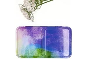 My Rock Way Palette de Peinture Dazzling Violet Vide en métal pour Aquarelle 12 Demi-Godets ou 6 Godets avec Palette de mélange et Anneau de Pouce. Boîte d'aquarelle de Voyage, Parfait pour Un Cadeau