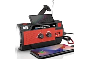 RADIODDITY Raddy SW3 Radio de manivela 5000mAh Radio de Emergencia Solar portátil con Radio Am/FM Carga de teléfono USB Linterna LED Alarma SOS para Acampar al Aire Libre (Rojo)