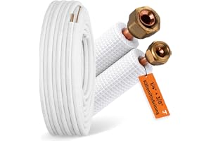 HausHeld® Köldmediumkabel, 1/4 tum x 3/8 tum – 10 m | väggtjocklek 1,0 mm I kopparkompositrör förisolerat delat system, köldm