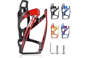HASAGEI Portabottiglie da bicicletta, versione migliorata, infrangibile, leggero, per mountain bike, bici da corsa, mountain bike (Nero Rosso)