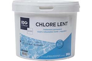 EDG - Chlore Lent Piscine - Désinfecte - Galet 200g - Seau 5 Kg- Action Permanente Longue Durée - Gamme Traitement Et Accessoires Piscine EDG Access