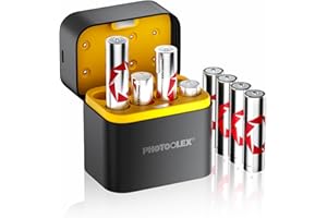 PHOTOOLEX Batería Recargable AA de Litio de 1,5 V, Gran Capacidad de 3600mWh, 1600 ciclos Largos, 8 baterías de Litio AA con Caja de Carga, Adecuada para Cámaras Digitales, Juguetes, GPS