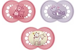 Istruzioni in Lingua Straniera MAM Set di ciucci Original Day & Night con tettarella in silicone SkinsoftTM Ultrasuave per neonati 6+ mesi, rosa, 3 pezzi