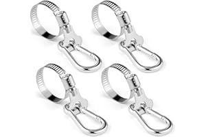 Vomika Fahnenmastringe mit Karabinerklemme, 4 Stück Edelstahl-Fahnenmast-Clip-Halterung, 0,75–1,2 Zoll Verstellbarer Durchmesser für Garten, Boot, Yacht, LKW, ATV, Außenhaus