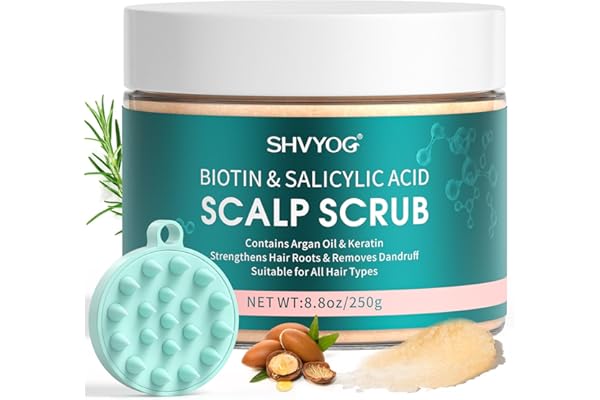 Gommage du Cuir Chevelu, Biotine et Acide Salicylique, Exfoliant Pour la Croissance Des Cheveux, Cheveux Gras à Tendance Pelliculaire et Cuir Chevelu Qui Démange, Prévention de la Chute Des Cheveux