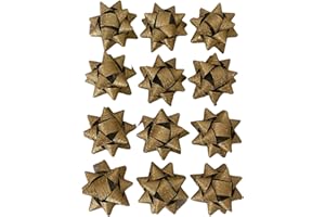 GMM Lazos, Lazos, Lazos para Paquetes de Regalo autoadhesivos, Estrellas Decorativas para Navidad, diámetro de 4,5 cm, Adhesivo de 2 cm, 12 Unidades