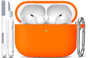R-fun for AirPods Pro 3 Case (2025) Soft Silicone -Orange | Compatible with Apple AirPods Pro 3rd Generation, Cleaning Kit &
