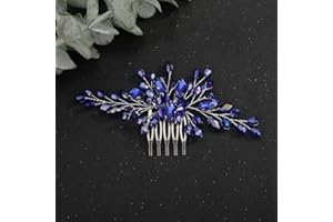 Deniferymakeup Crystal Bride Wedding Hair Comb Hair Accessories with Rhinestone Bridal Side Comb for Bride Women Girls (Deep Blue)