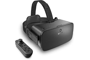 DESTEK V5 VR Casque pour Téléphone avec Manette, 110°FOV HD Anti-Lumière Bleue Lunettes de Réalité, Lunettes de réalité virtuelle VR pour iPhone 15/14/13/12/11, Samsung, Android - Noir