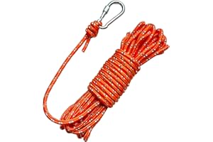 BeGrit 20m Orange Polypropylene Rope Reflective Braided Rope 6mm Dock Line Mooring Line for Camping Hiking Awning Tent Canopy(Reflective Orange)