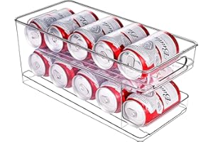 BingoHive Walcowanie Podajnik Puszek do Lodówki Organizer na Puszki z Podajnikiem Do Lodówka Kuchnia Spiżarnia Blat 10 Standardowych Puszek 330ML Do Przechowywania Soda Piwa Sody Puszki Organizery