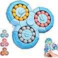 Magic Bean Rotating Cube Toy - Finger Cube jigsaw Puzzle Toy Handheld Spinner Educational Decompression Magic Ball Game,Kids Gift for Christmas Birthday (Blue)
