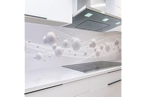 Rodnik Küchenrückwand-Spritzschutz-Wanddeko-Balkonsichtschutz| Hochwertig, robust, Kratz-und wasserfest |Viele Motive (Weiße Kugeln)