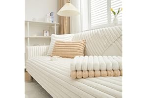 AOCASE Housse de canapé en Velours Canapé d'angle Jet de canapé en Forme de L, 1 2 3 4 Places Housse de canapé antidérapante Protecteur de canapé pour Animaux de Compagnie,Weiß,110x210cm