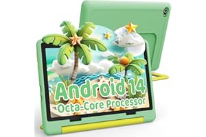 Ainmel Android 14 Kinder Tablet, Octa-Core Prozessor Tablet für Kinder, 14GB+64GB, 5000mAh, Kindersicherung, WiFi 6, Bluetooth 5.3, kindersicheres Gehäuse (grün)