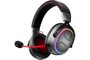 OXS Storm G2 Wireless Gaming Headset, 7.1 Virtual Surround Sound, 3 EQ Modes, 2.4GHz Low Latency, 50mm Driver, 40H Playtime, RGB Light,Bluetooth 5.3, Compatible with PC, Console, Mobile, Black