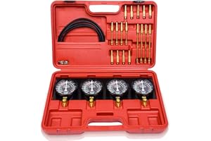 Gimisgu 4x Vergaser Synchron Testgerät, Synchronicity Kompressionstester mit Schläuche Kupfer-Verbindungsstücke und Koffer, Vergaser Synchrontestgerät, Synchrontester für PKW Motorrad KFZ