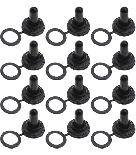 Lot De 10 Couvre-bottes étanches Caoutchouc Pour Interrupteur à Bascule 12mm - Hauteur 24mm, Noir