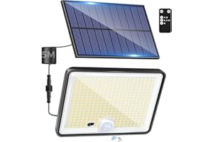 LOTMOS 1 Paquete Luz Solar Exterior Jardin, 342LED/Mando a Distancia Focos Led Exterior Solares Sensor De Movimiento, IP65 Impermeable Lampara Solar, 3 Modos Luces Solares Led Exterior Jardin, Garajes